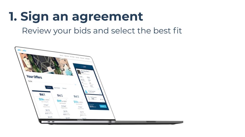 solar bids and agreement on laptop computer